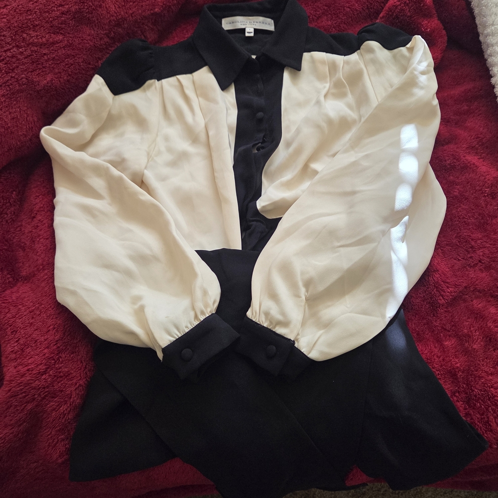 Carolina Herrera Black Collared Blouse